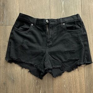 Aerie Distressed Denim Shorts | Black | High-Waisted | Size Small | EUC